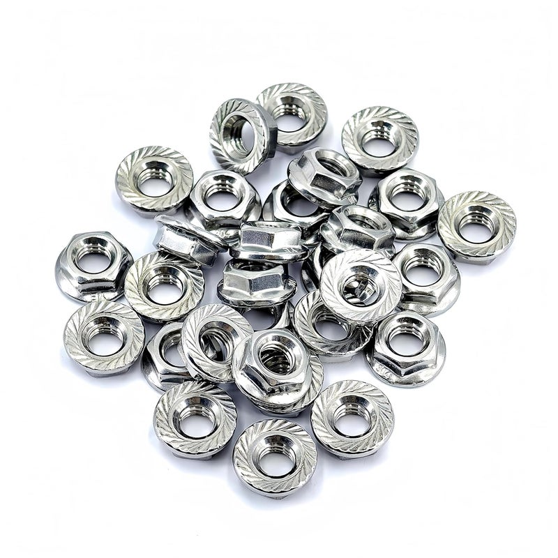 heyday 1/4-20 Serrated Flange Hex Lock Nuts 50 Pcs 304 Stainless Steel 18-8, Full Thread, Hex Drive, Bright Finish - Image 4